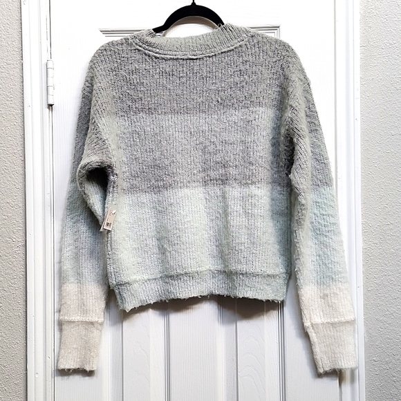 Free People Gray Blue Ivory Crewneck Sweater, Size S - Picture 5 of 9